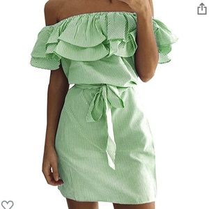 Shele Womens Summer Dresses Off Shoulder Striped